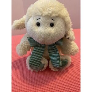 Animal Adventure Lamb Plush 11 Inch 2007 Green White Checkered Stuffed Animal